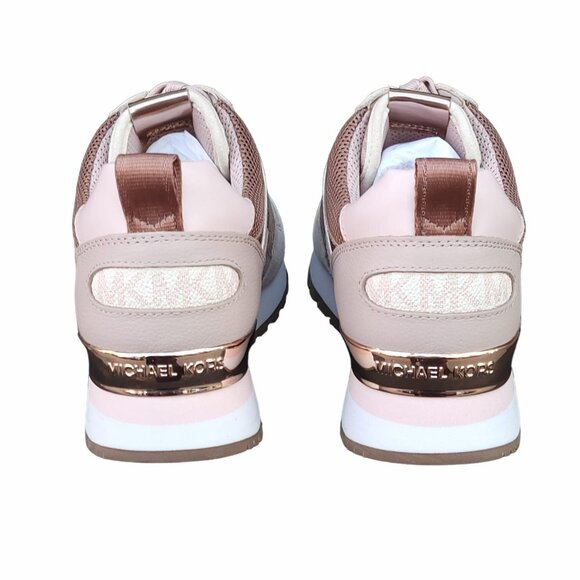 🤩Michael Kors Womens Shoes Sz 8.5 Wilma Trainer Sneakers Soft Pink Suede FT22F - Picture 4 of 11